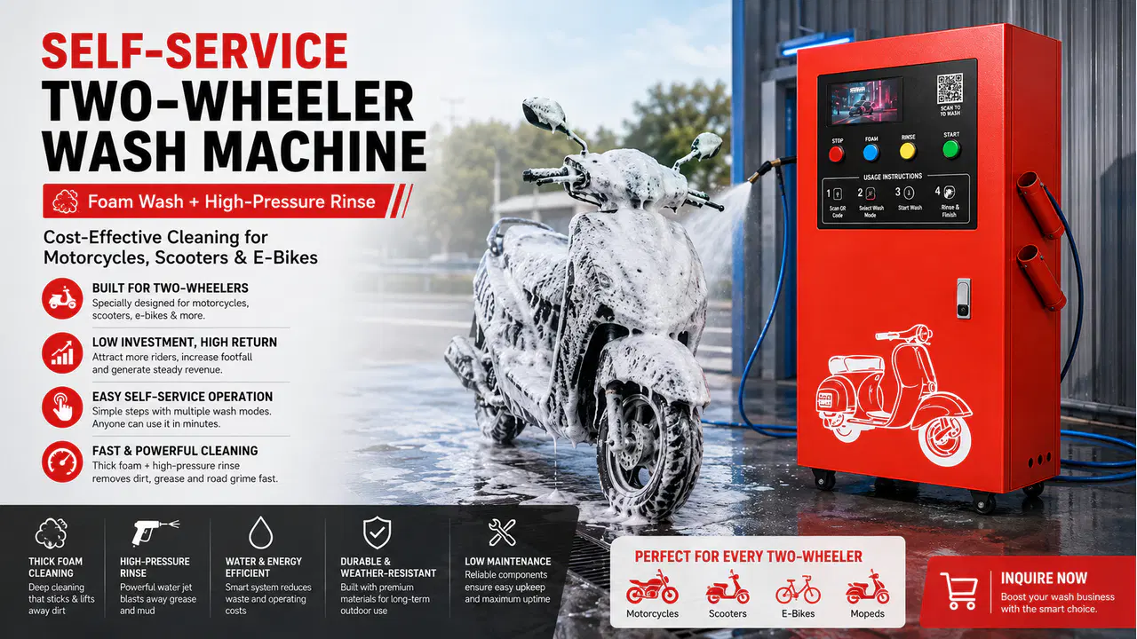 Self-Service Two-Wheeler Wash Machine product overview