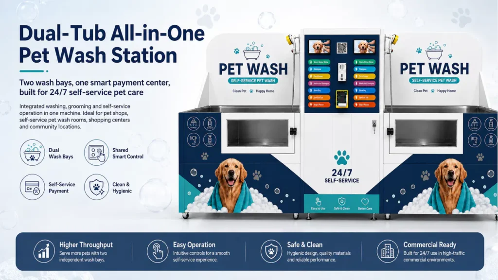 Dual-Tub All-in-One Self-Service Pet Wash Station