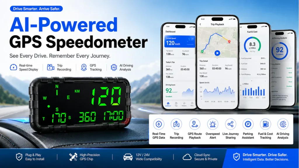 AI-Powered GPS Speedometer with Bluetooth App