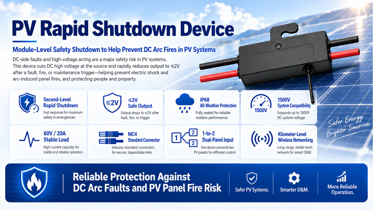 Compact PV rapid shutdown retrofit integration