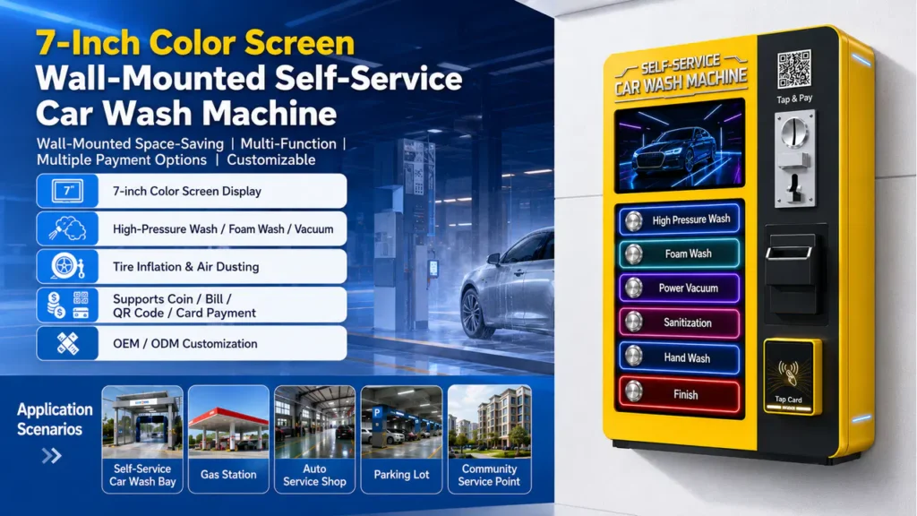 7-Inch Color Screen Wall-Mounted Self-Service Car Wash Machine
