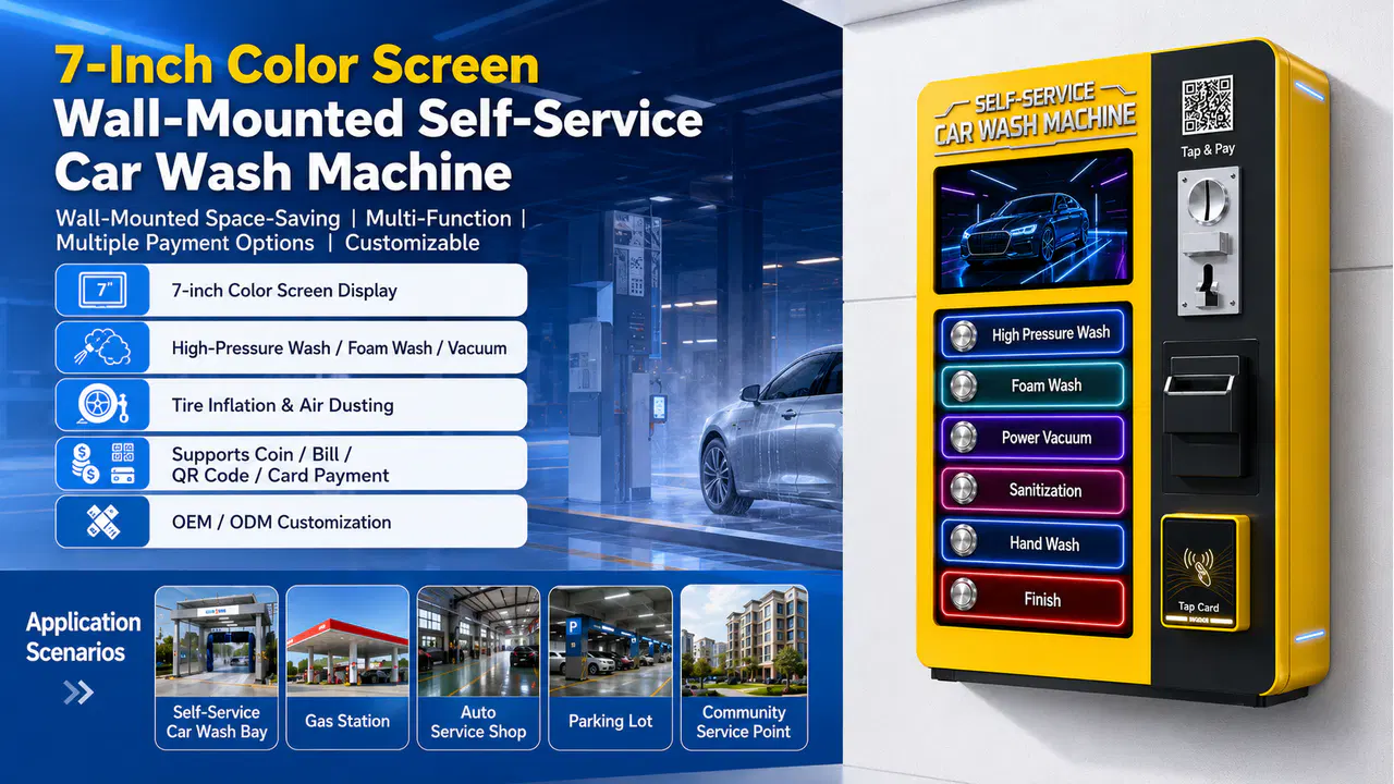 7-Inch Color Screen Wall-Mounted Self-Service Car Wash Machine product overview