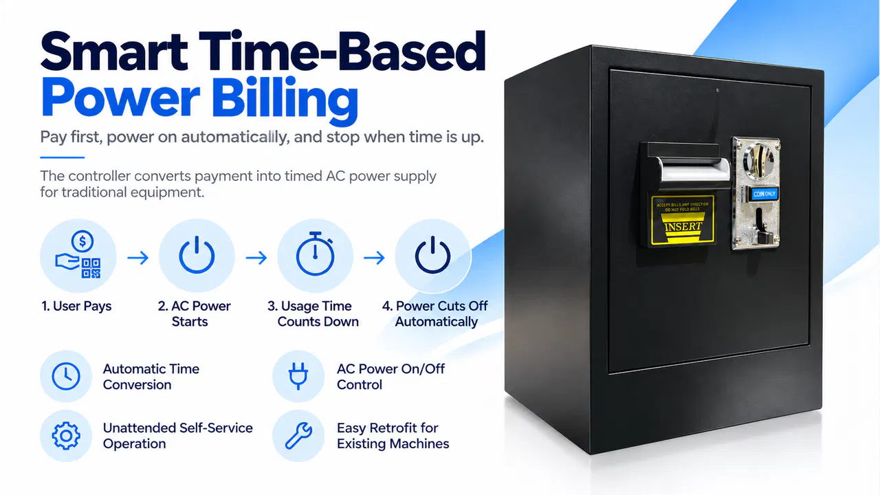 4G pay-to-use power controller payment and timed power workflow