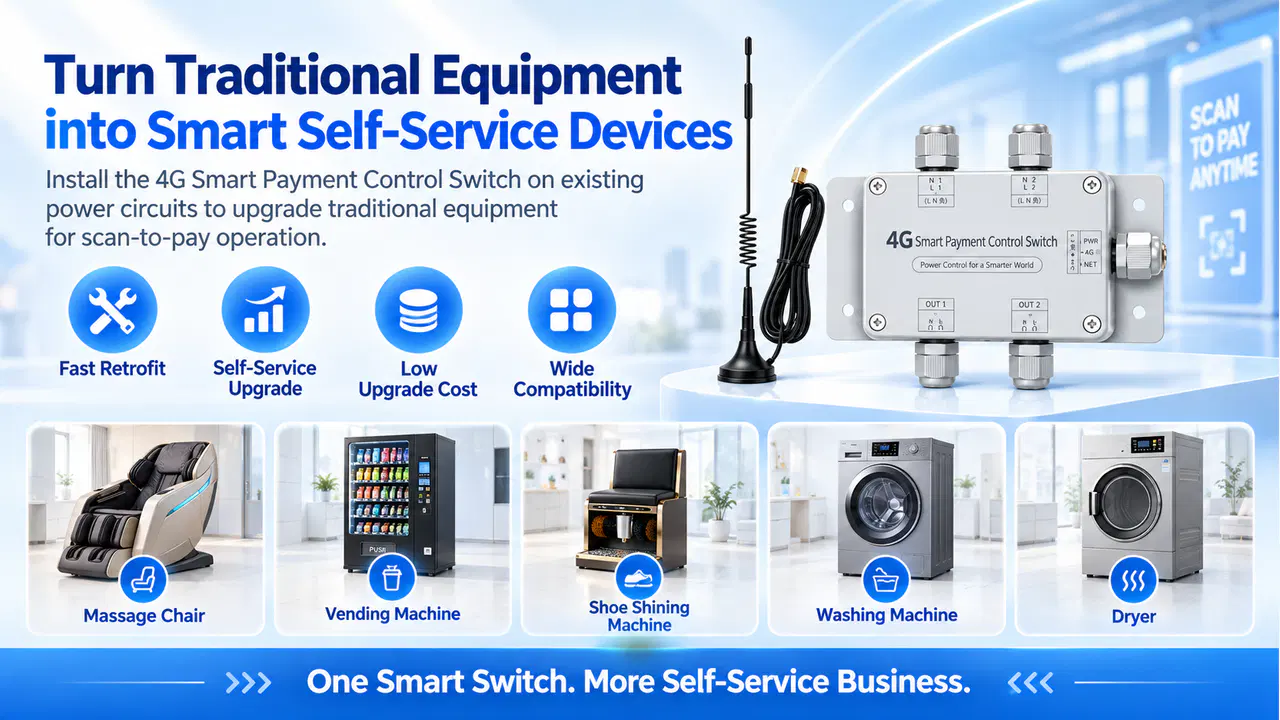 4G smart payment control switch retrofit solution