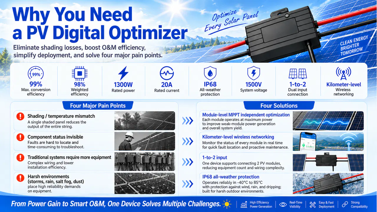 PV digital optimizer with module-level MPPT optimization