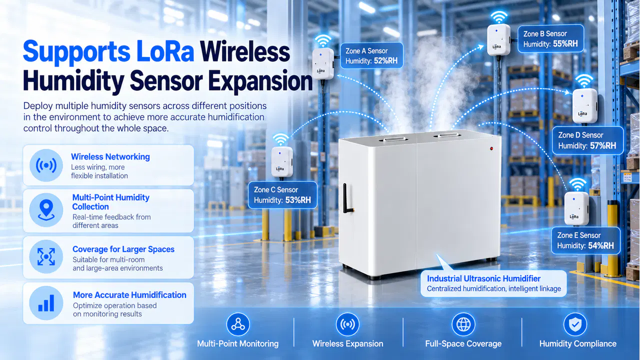 4G smart industrial ultrasonic humidifier with remote app and cloud monitoring
