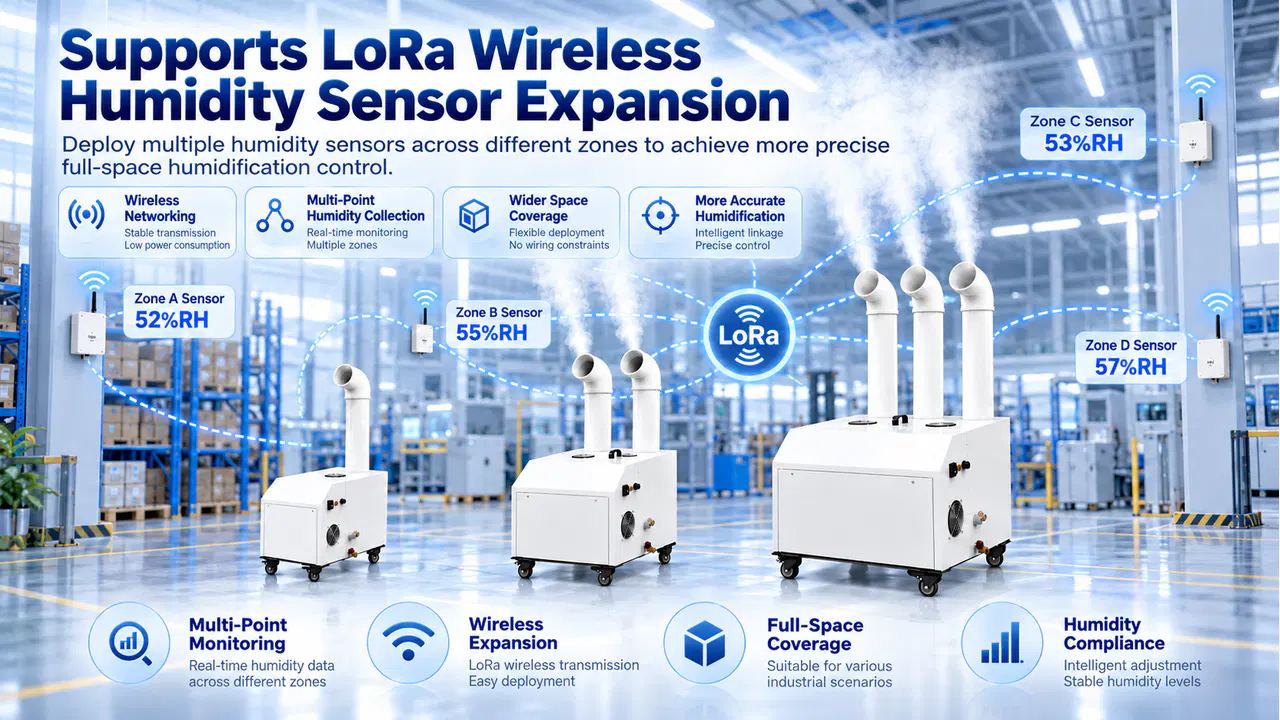 4G smart industrial ultrasonic humidifier with remote app and cloud monitoring