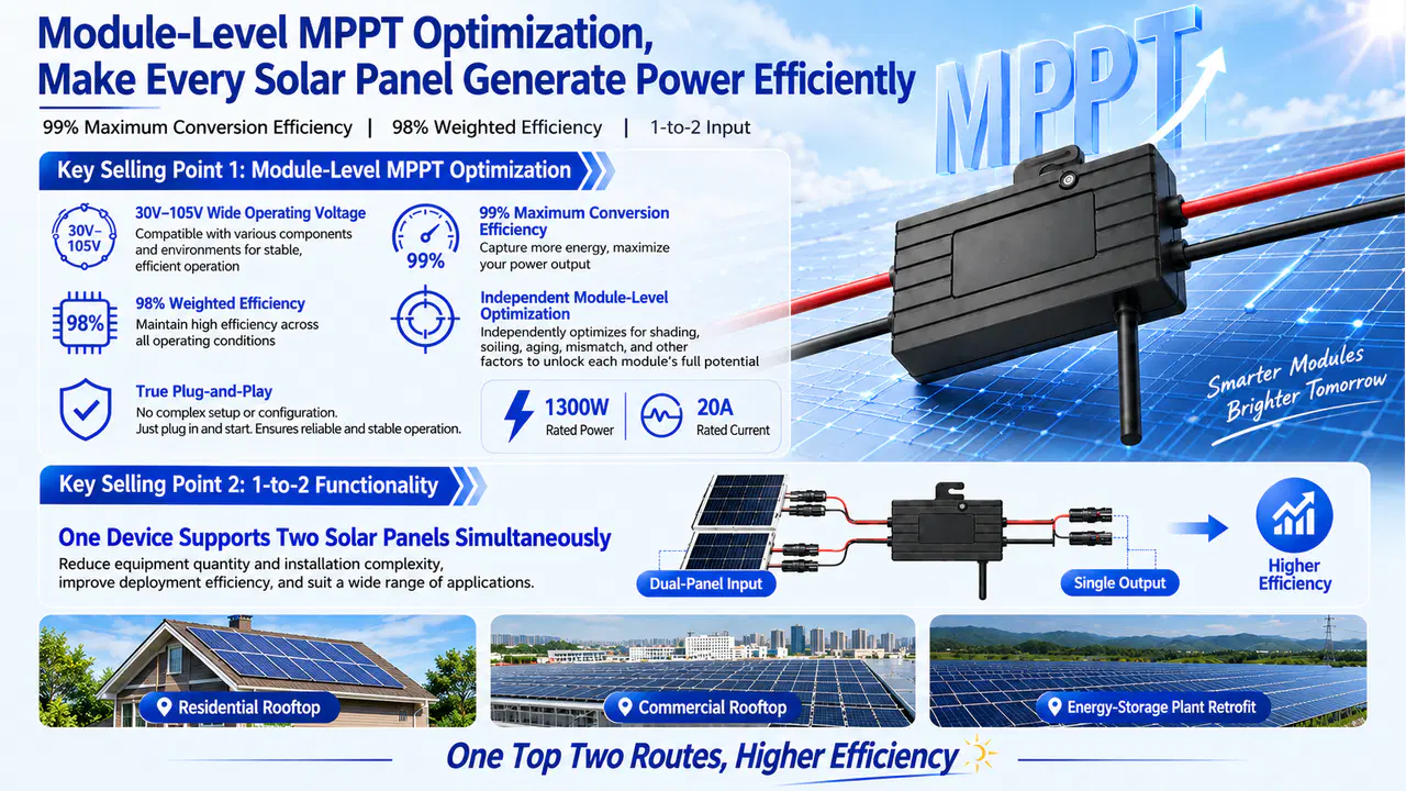 One-to-two dual-panel input for a PV optimizer