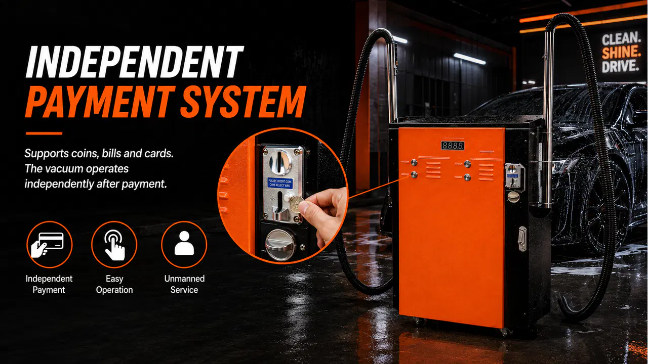 Independent payment system on a self-service vacuum station