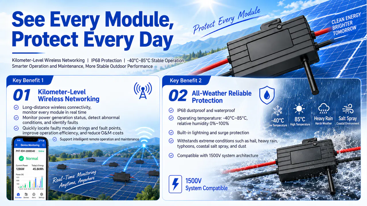 Wireless module monitoring and remote O&M for a PV optimizer