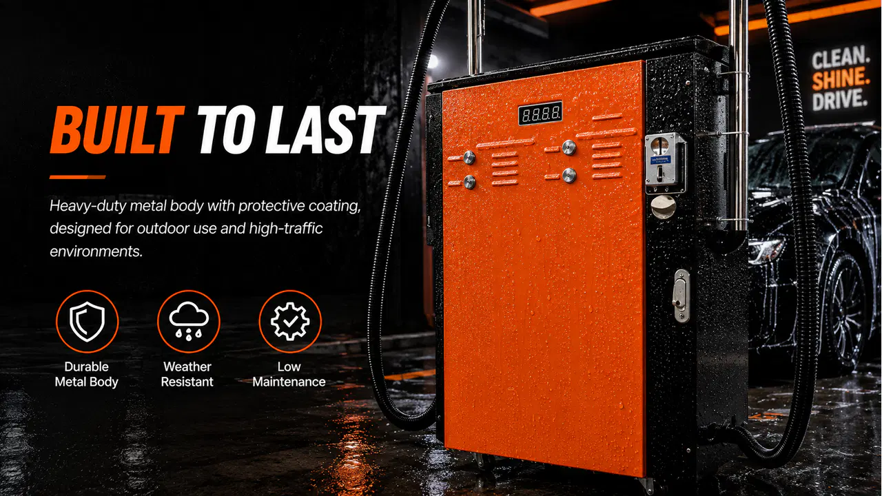 Weather-resistant metal cabinet of the self-service vacuum station