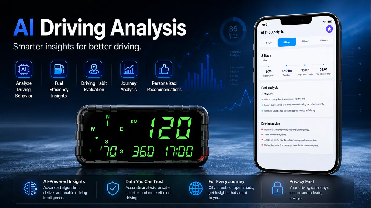 AI driving analysis and journey recommendations in the GPS speedometer app