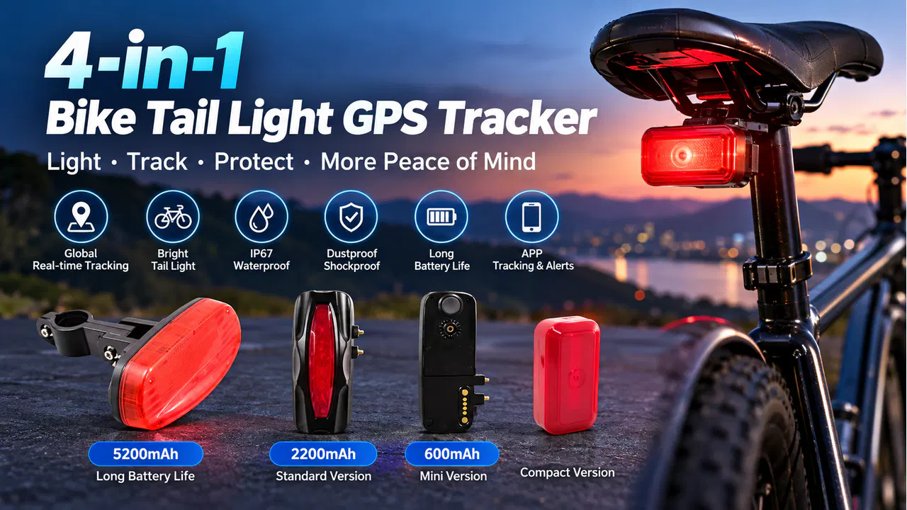 Bicycle tail-light tracker concept with multiple functions presented in source artwork
