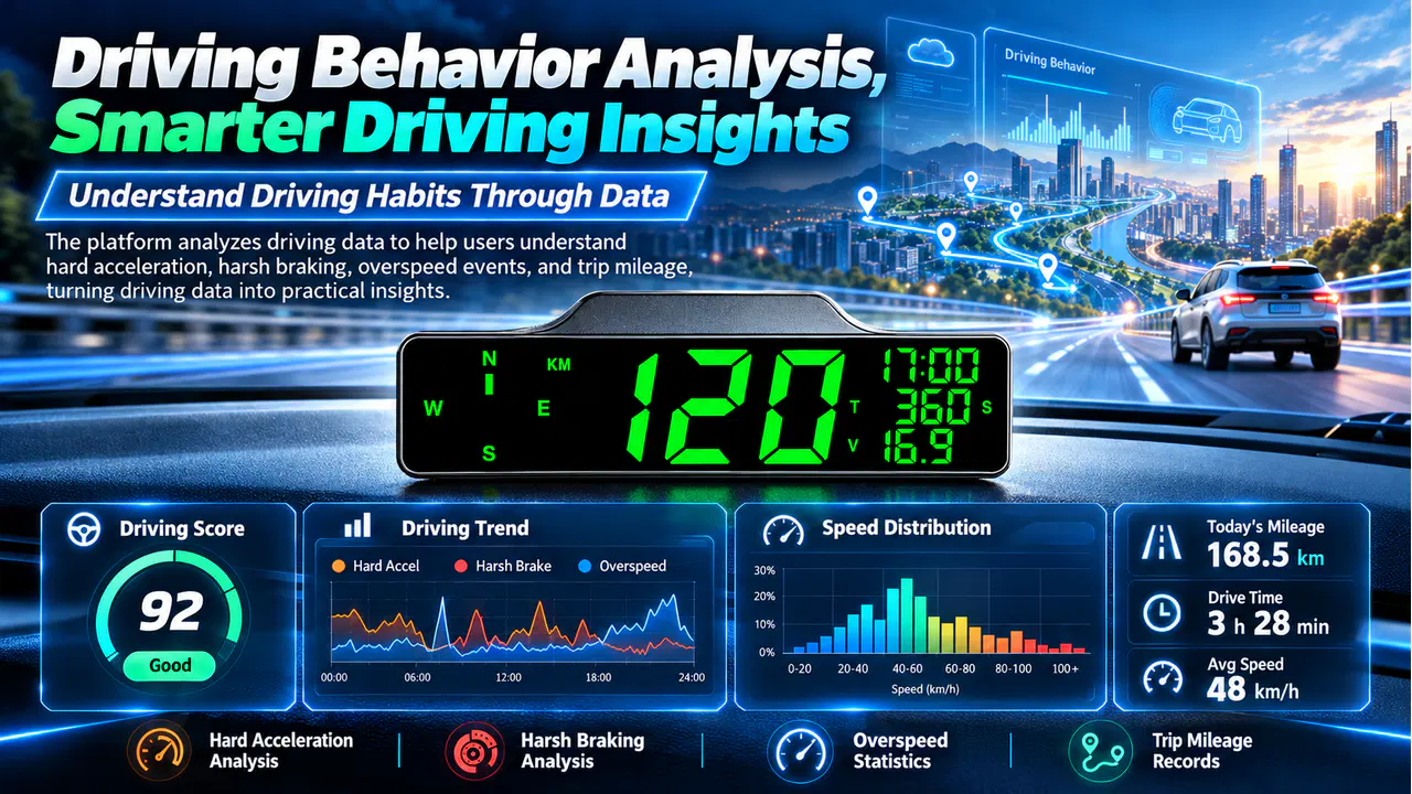 HUD GPS Tracker+ source artwork illustrating driving behavior analytics
