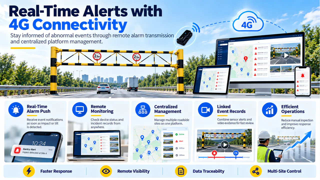 Overheight Gantry Collision Monitoring System — 4G connectivity and remote management