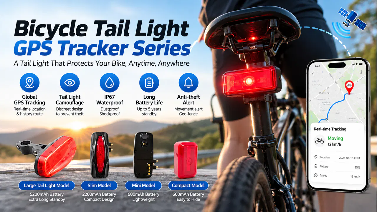 Bicycle GPS rear-light product concepts with battery and protection claims pending verification