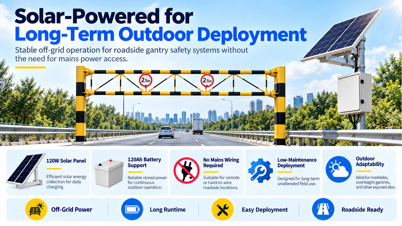 Overheight Gantry Collision Monitoring System — Solar and battery power concept