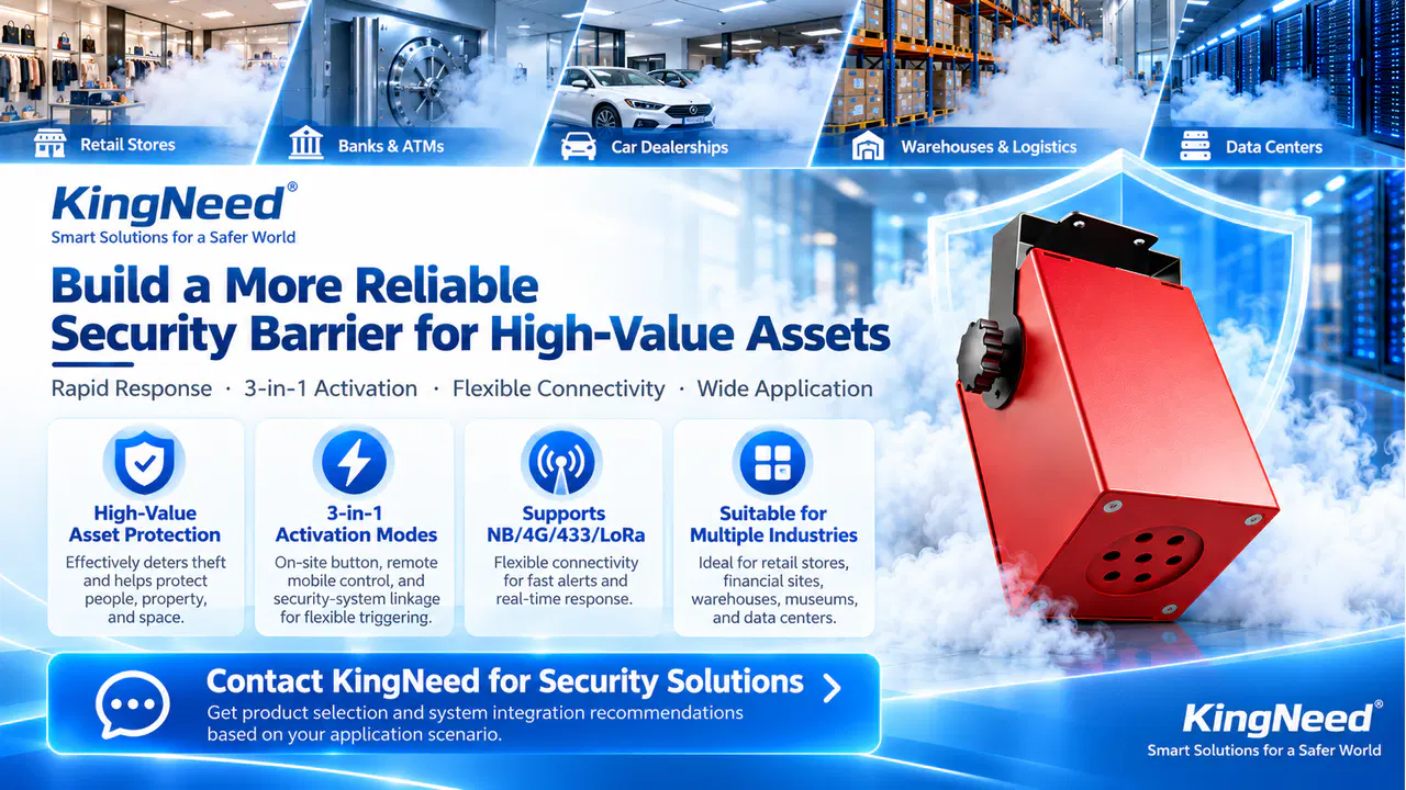 Anti-theft smoke generator concept presented with activation, connectivity and asset-protection themes